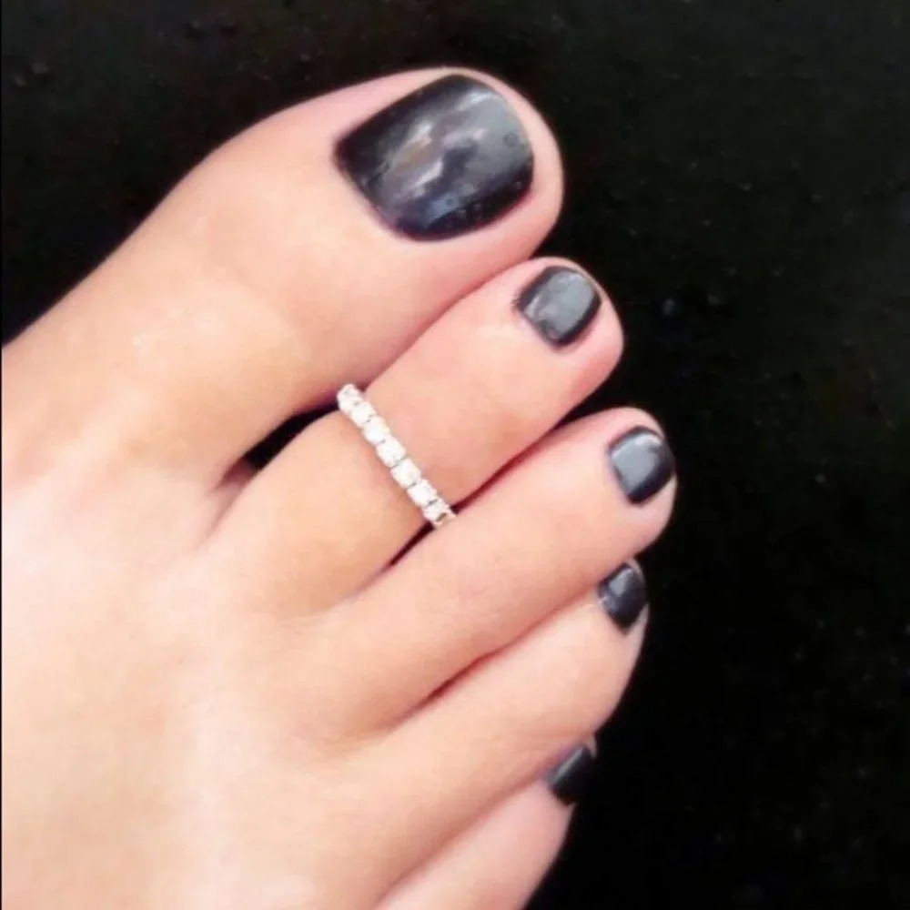 Rhinestone ring for finger or toes stackable silver diamond stretchy toe y2k